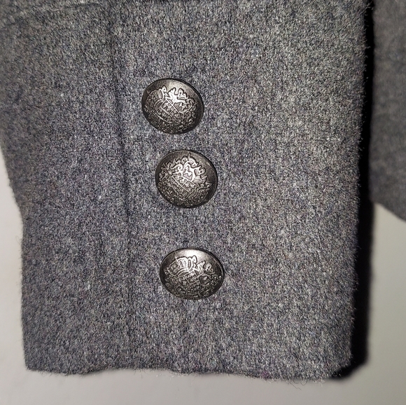 GRASS COLLECTION Women's Grey Button Up Lined Pea Coat - Picture 6 of 15